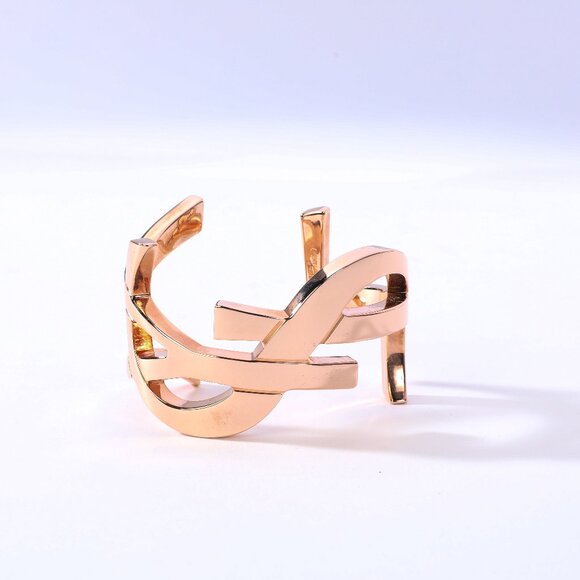 Saint Laurent Rose Gold Signature YSL Monogram Cuff Bracelet - Picture 1 of 6